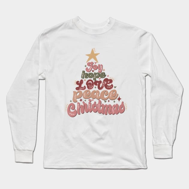 Christmas Word Art Joy Hope Love Long Sleeve T-Shirt by Mastilo Designs